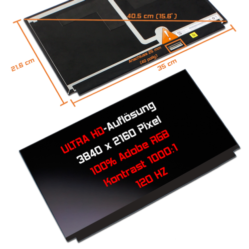 LED Display 15,6" 3840x2160 120Hz 100%sRGB passend für Asus ROG Zephyrus Duo 15 SE GX551QS