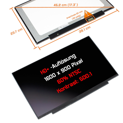 LED Display 17,3" 1600x900 passend für AUO B173RTN03.0