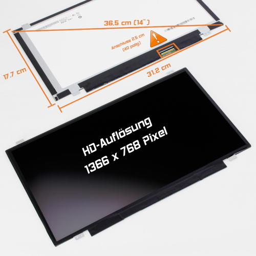 LED Display 14,0" 1366x768 matt passend für Innolux N140BGE-LB2