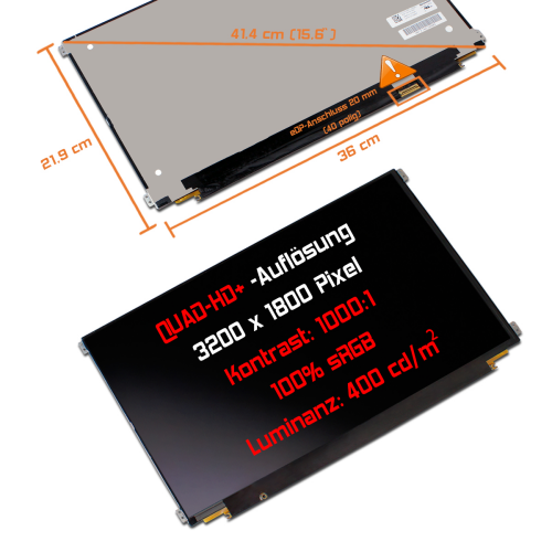 LED Display 15,6" 3200x1800 passend für Sharp LQ156Z1JW02