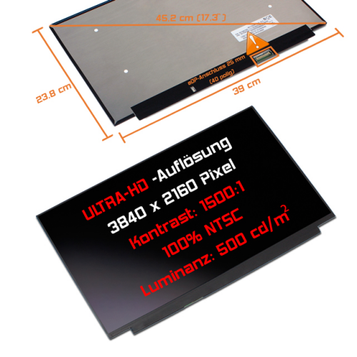 LED Display 17,3" 3840x2160 passend für BOE NE173QUM-N42