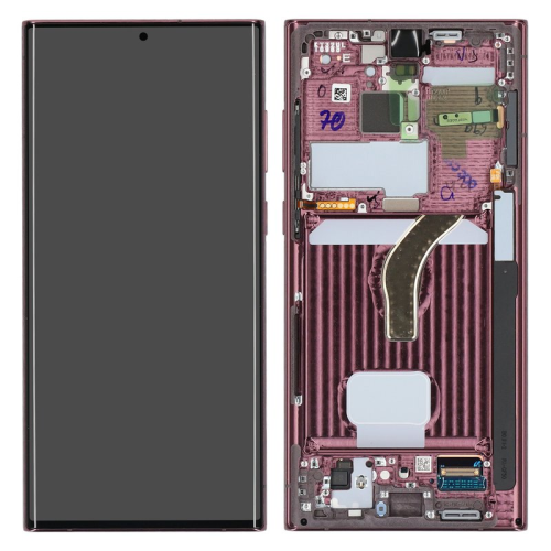 Samsung Galaxy S22 Ultra SM-S908B Display Modul Rahmen Touchscreen burgundy GH82-27488B