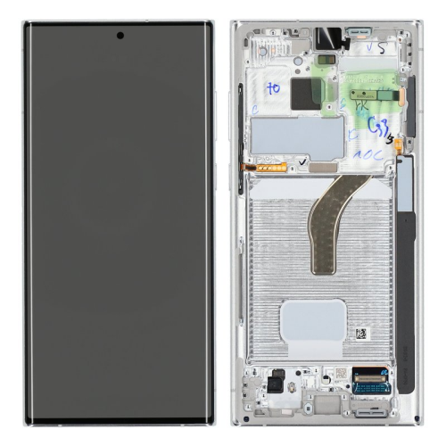 Display Modul mit Rahmen und Toucheinheit phantom white/weiß GH82-27488C für Samsung Galaxy S22 Ultra (SM-S908B)