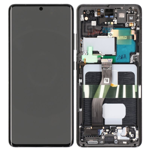 Display Modul mit Rahmen und Toucheinheit keine Kamera phantom black/schwarz GH82-26035A für Samsung Galaxy S21 Ultra 5G SM-G998B