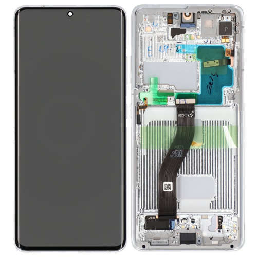 Display Modul mit Rahmen und Toucheinheit keine Kamera phantom silver/silber GH82-26035B für Samsung Galaxy S21 Ultra 5G SM-G998B