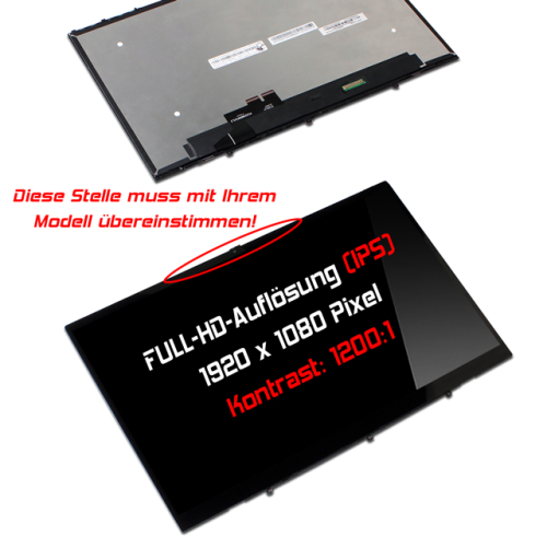 Display Assembly mit Touch 14,0" 1920x1080 passend für Lenovo PN: 5D10S39587
