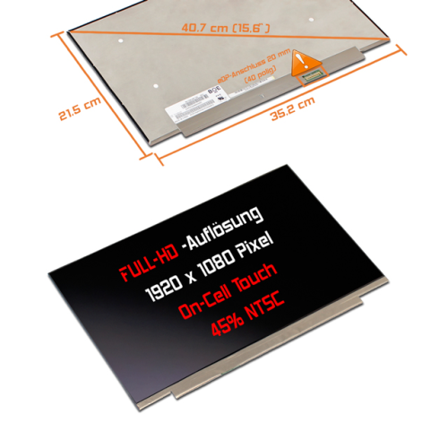 LED Display 15,6" 1920x1080 On-Cell Touch passend für Lenovo FRU 01YN135