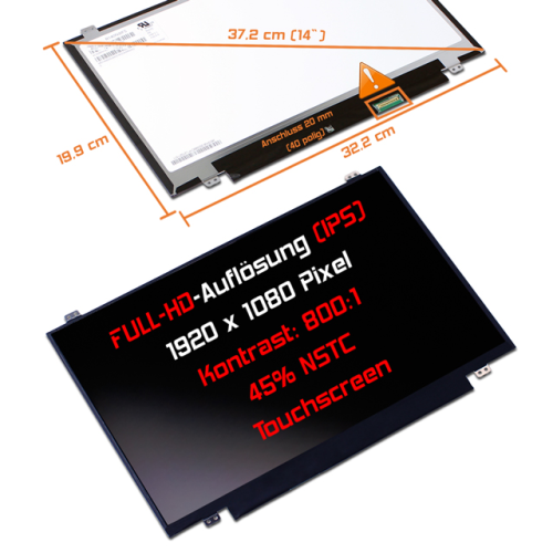 LED Display 14,0" 1920x1080 On-Cell Touch passend für Lenovo P/N:01LW092