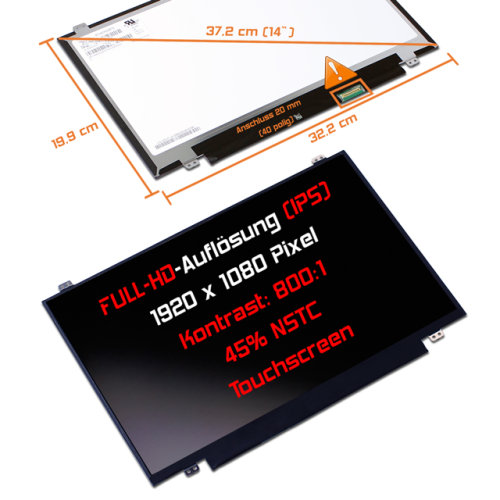 LED Display 14,0" 1920x1080 On-Cell-Touch passend für Lenovo ThinkPad L490 20Q5 20Q6