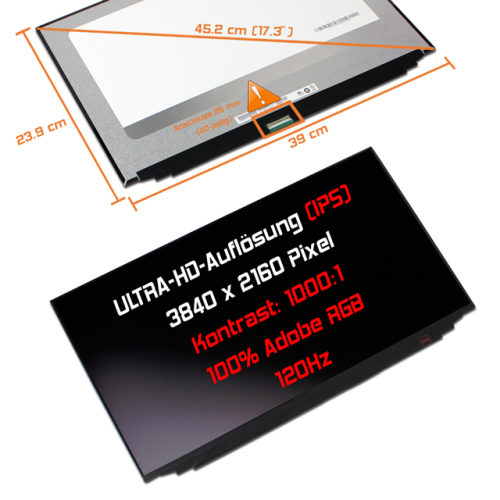 LED Display 17,3" 3840x2160 passend für MSI GS75 10SE