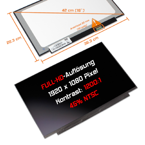 LED Display 16,1" 1920x1080 passend für Xiaomi RedmiBook 16