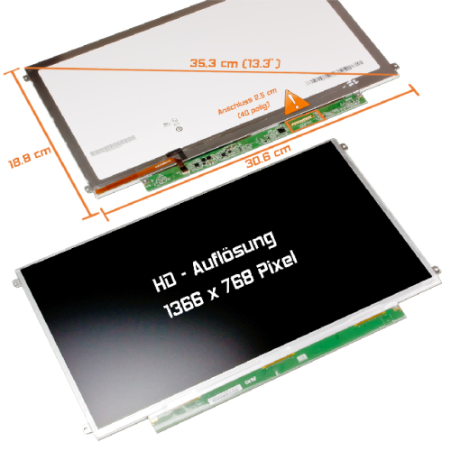 LED Display 13,3" 1366x768 glossy passend für AUO B133XW01 V.7