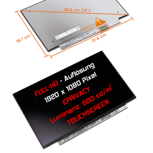 LED Display 14,0" 1920x1080 On-Cell Touch passend für Innolux N140HCR-GL2 Rev.C1