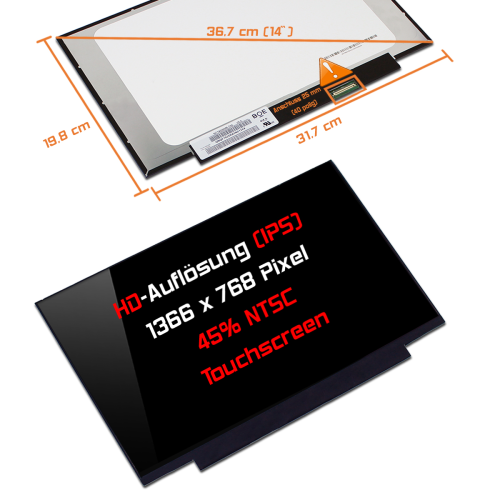 LED Display 14,0" 1366x768 On-Cell Touch glossy passend für BOE NT140WHM-T00 V8.0
