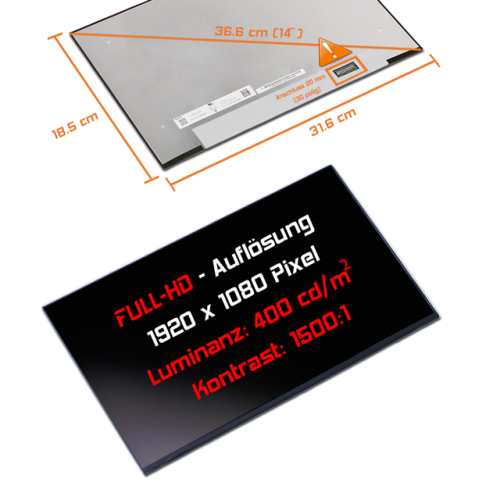 LED Display 14,0" 1920x1080 matt passend für Innolux N140HCG-GE1