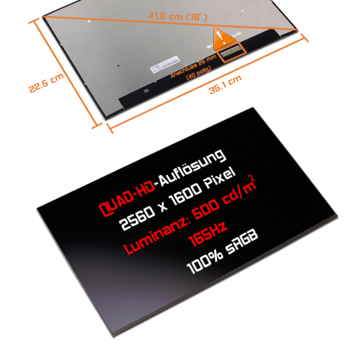 LED Display 16,0" 2560x1600 passend für Acer Swift X 16 SFX16-52G
