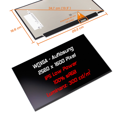 LED Display 13,3" 2560x1600 passend für Lenovo ThinkBook 13s G4 ARB Type 21AS