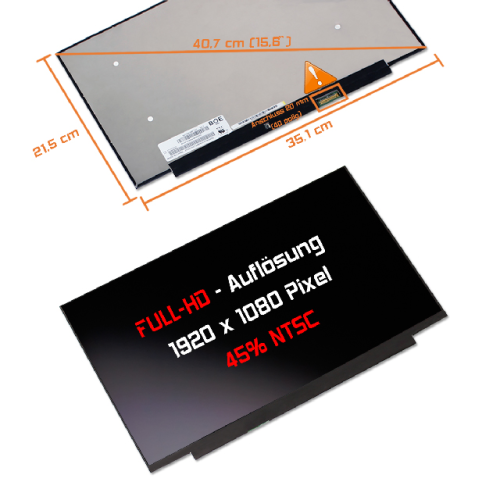 LED Display 15,6" 1920x1080 On-CEL Display (EL)l Touch passend für IVO R156NWF7 R2