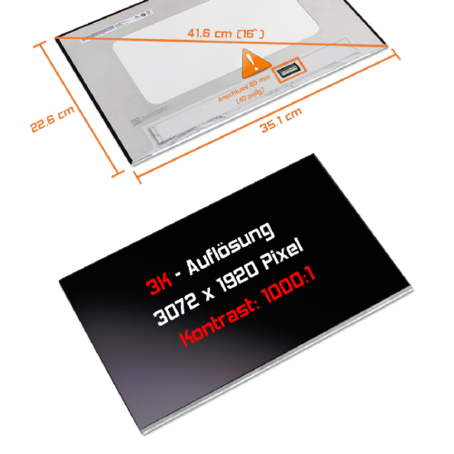 LED Display 16,0" 3072x1920 matt passend für AUO B160QAN01.0