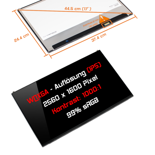 LED Display 17,0" 2560x1600 passend für LG Gram 17 17Z90NR-R.AAC8U1