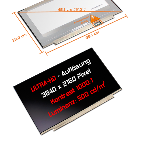 LED Display 17,3" 3840x2160 passend für AUO B173ZAN06.2