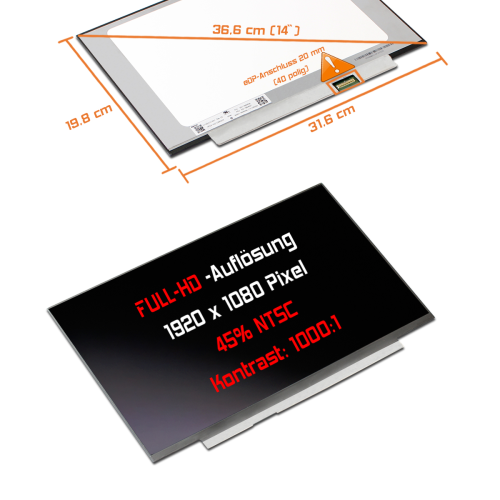 LED Display 14,0" 1920x1080  passend für IVO R140NWF5 RG H/W:12