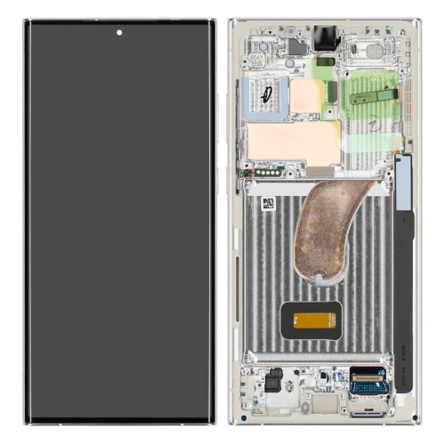 Display Modul mit Rahmen und Toucheinheit Einheit cream GH82-30466B für Samsung Galaxy S23 Ultra (SM-S918B)
