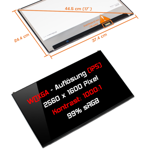 LED Display 17,0" 2560x1600 100%sRGB glossy passend für LG Gram 17 17Z90N