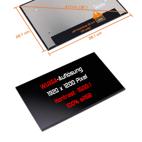 LED Display 16,0" 1920x1200 passend für Acer ConceptD 3 CN316-73G-54KM