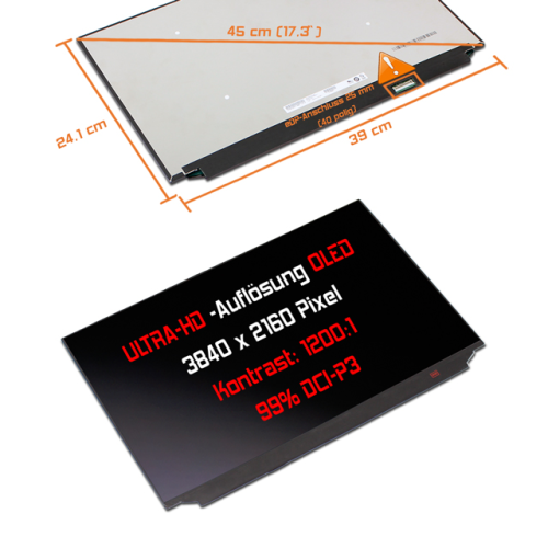 LED Display 17,3" 3840x2160 passend für AUO B173ZAN05.0