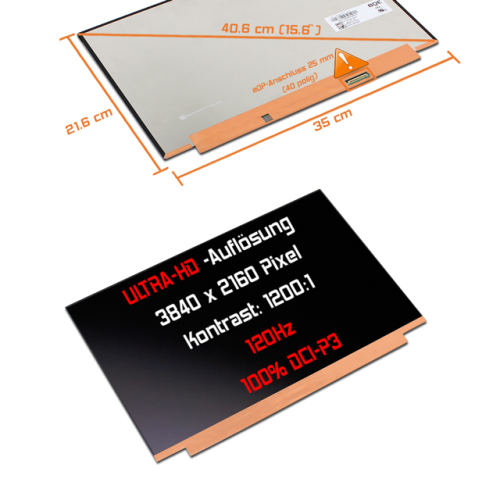 LED Display 15,6" 3840x2160 120Hz 100%sRGB passend für BOE NE156QUM-NZ1