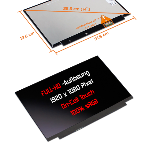 LED Display 14,0" 1920x1080 On-Cell Touch passend für BOE NV140FHM-T05 V3.0