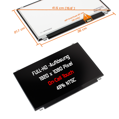 LED Display 15,6" 1920x1080 In-Cell Touch passend für Lenovo ThinkPad T560 Type 20FH