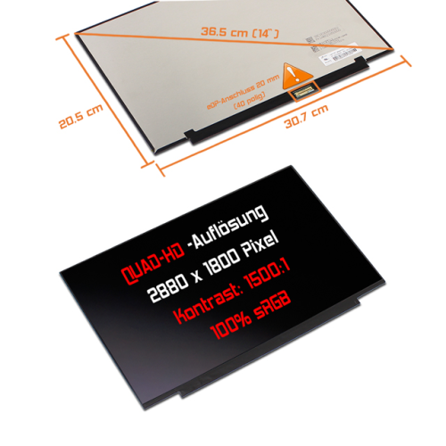 LED Display 14,0" 2880x1800 passend für Lenovo FRU 5D10Z52006