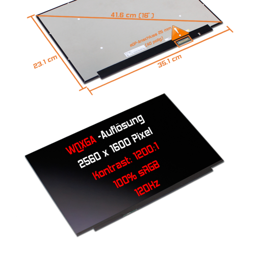 LED Display 16,0" 2560x1600 passend für Lenovo FRU 5D11B02425