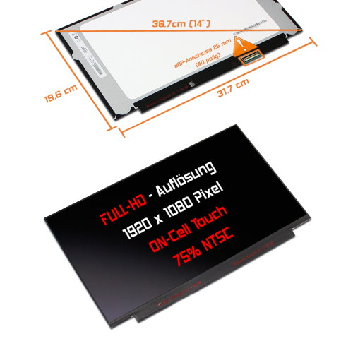LED Display 14,0" 1920x1080 On-Cell Touch passend für AUO B140HAK02.0