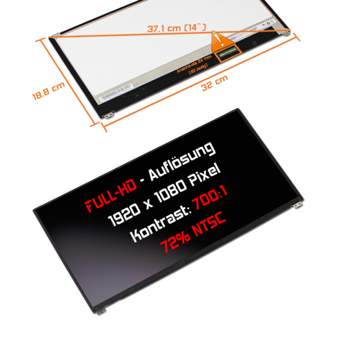 LED Display 14,0" 1920x1080 On-Cell Touch passend für AUO B140HAK02.1