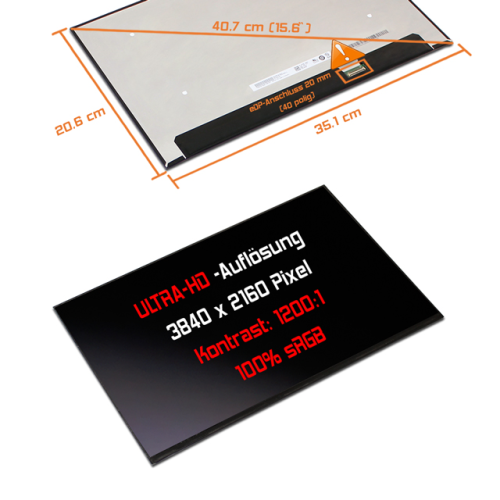 LED Display 15,6" 3840x2160 matt passend für Dell Latitude 15 3520