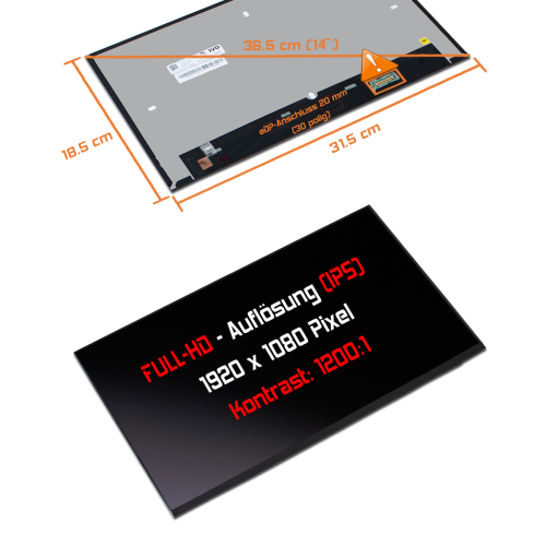 LED Display 14,0" 1920x1080 passend für HP Zbook 8724