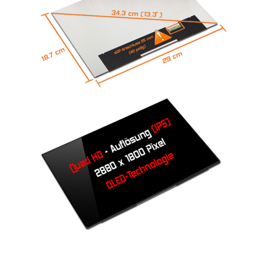 LED Display 13,3" 2880x1800 passend für Lenovo PN SD10Z34950