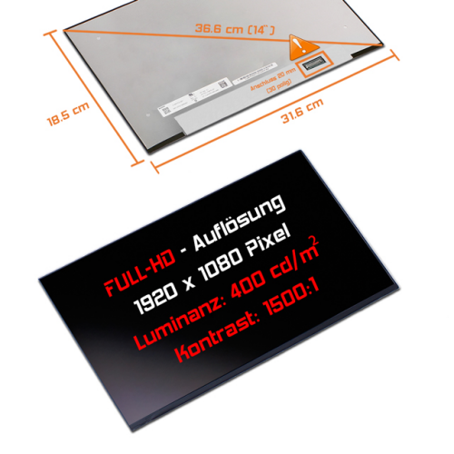 LED Display 14,0" 1920x1080 matt passend für AUO B140HAN06.7