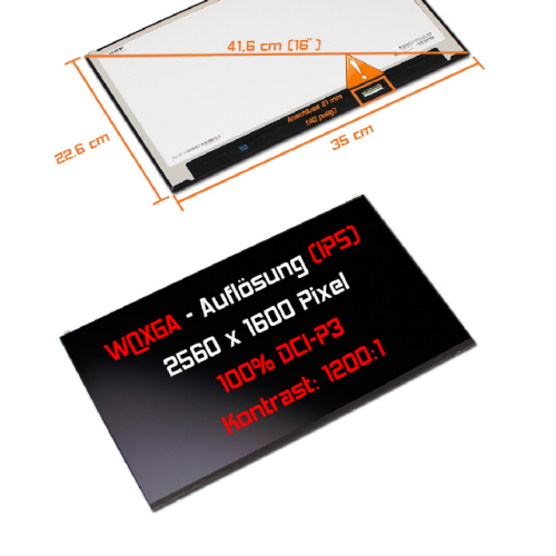 LED Display 16,0" 2560x1600 passend für LG Gram 16 (2021)