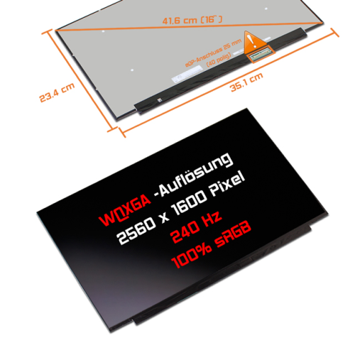 LED Display 16,0" 2560x1600 passend für Schenker XMG Neo 16 E23