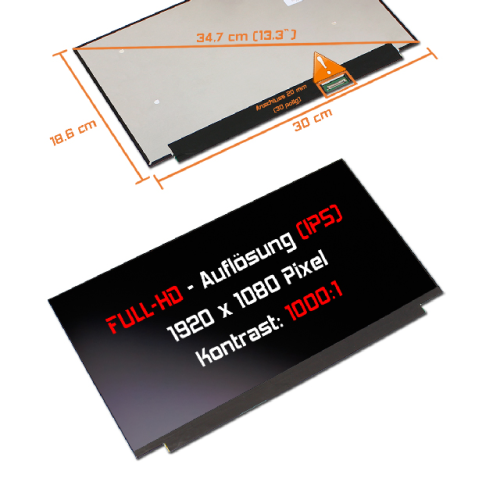 LED Display 13,3" 1920x1080 passend für Sharp LQ133M1JW41 exaktes Modell
