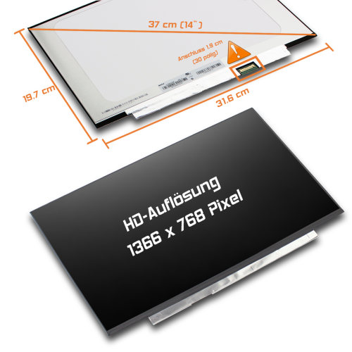 LED Display 14,0" 1366x768 passend für Innolux N140BGA-EB4