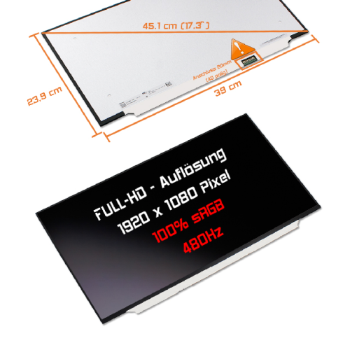 LED Display 17,3" 1920x1080 480Hz 100%sRGB passend für Innolux N173HME-GA2