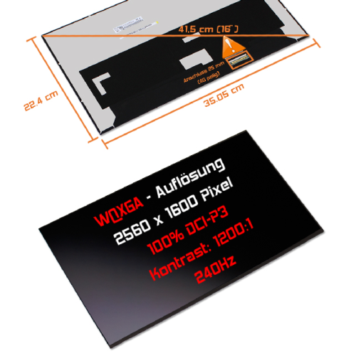 LED Display 16,0" 2560x1600 passend für BOE NE160QDM-NM4