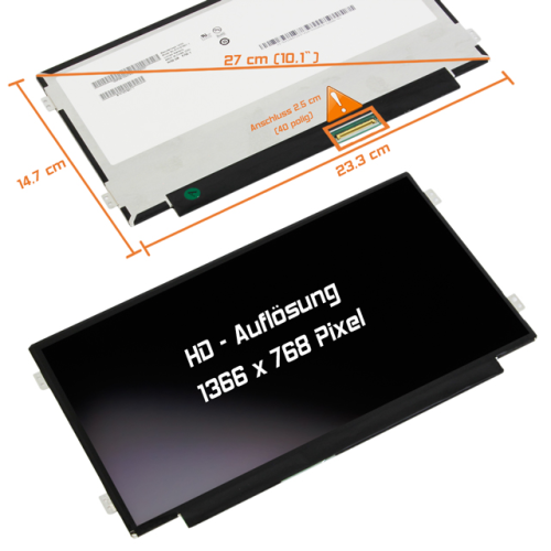LED Display 10,1" 1366x768 passend für AUO B101XTN01.1