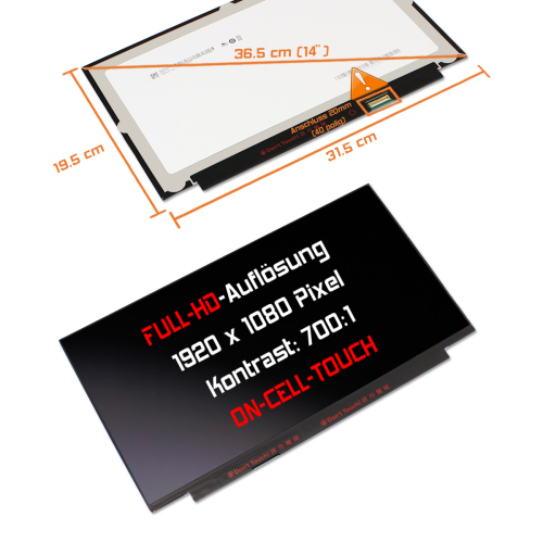 LED Display 14,0" 1920x1080 On-Cell Touch passend für AUO B140HAK02.6