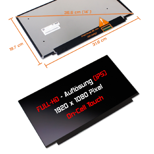 LED Display 14,0" 1920x1080 On-Cell Touch passend für IVO R140NVFA R1